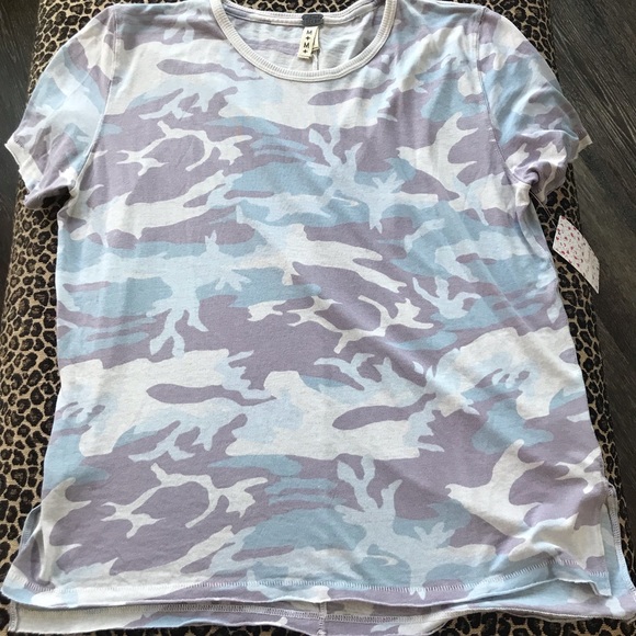 NEW Free People pastel camo tee - Picture 4 of 7